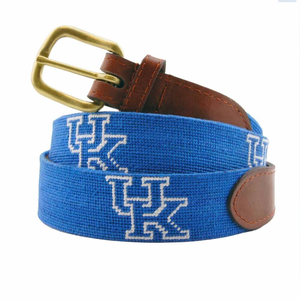 NEW SMATHERS & BRANSON men's needlepoint uk belt in blue